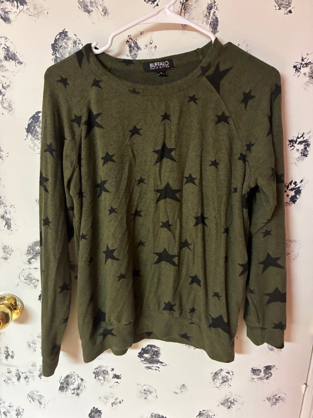 Buffalo David Bitton Olive Green Crewneck Sweatshirt with Black Label